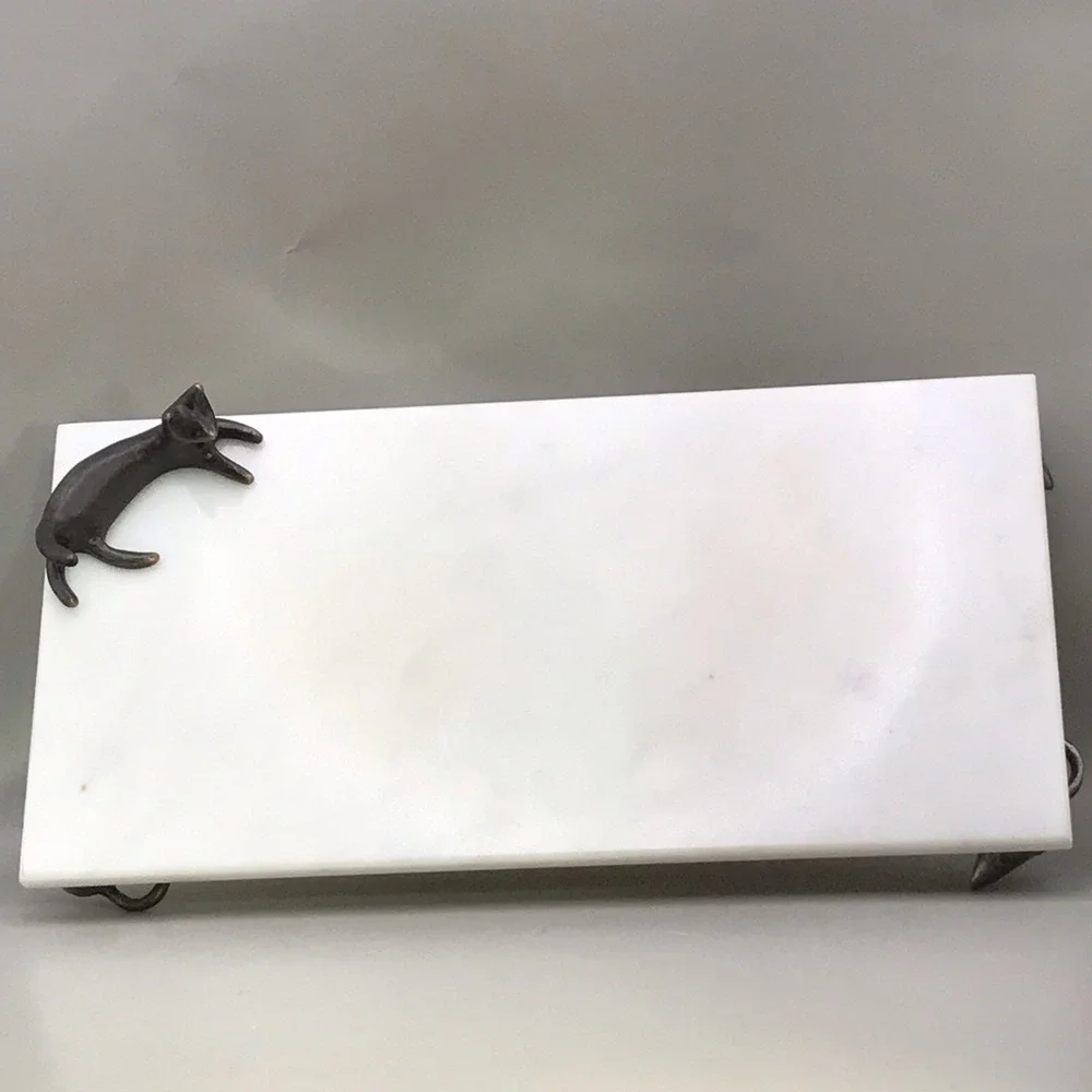 Vintage Michael Aram‎ Cat Mouse Marble Serving Cheese Board Tray No Knife